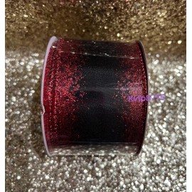 Red And Black Glitter Christmas Wired Edge Ribbon - 2.5” x 30 Ft Christmas Craft