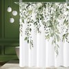 Gibelle Olive Green Eucalyptus Shower Curtain, Watercolor Plant Leaves with