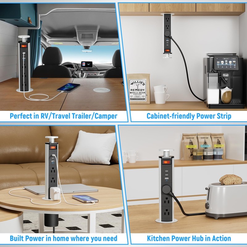 XBA 2-1/2" Pull Up Outlet for Countertop, USB-C PD 20W