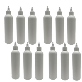 8 oz White Cosmo Plastic Bottles -12 Pack Empty Bottle Refillable - BPA Free - Essential Oils - Aromatherapy | White Twist Top Caps - Made in the USA - by Natural Farms