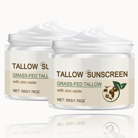 Beef Tallow Sunscreen SPF 50 Deeply Nourishing Organic Grass Fed Beef Tallow Skin Care Tallow Balm Beef Tallow Cream Face Cream For Dry Skin, Nourishing MoisturizerNatural, Skin Barrier (2 Pcs)