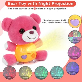 Kindenwinn Plush Bear Toy with Star Projection and Music - Cute Bear Toy with Night Sky Images in 6 Colors + Gradient, Stuffed Animal Bear Toy Gift for 2+ Kids, Toddlers, Girls