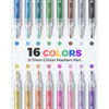 JusArt 16 Colors Glitter Paint Pens for Glass Marking, 0.7mm