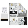 Lambs & Ivy Classic Snoopy White/Black/Gray 3-Piece Baby Crib Bedding