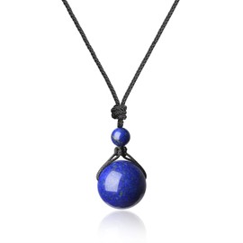 COAI Lapis Lazuli Gems Necklace, Blue Stone Necklace for Women Men