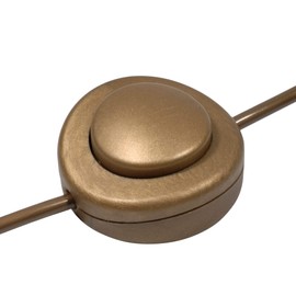 ElekTek Foot Press Switch in Line Push Button 65mm Diameter for 2 or 3 Core Flex Gold Effect