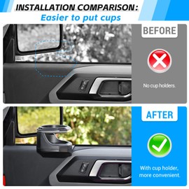 OUSUWO Window Cup Holder Compatible with Ford Bronco 2021-2024 2/4 Doors,Door Cup Holder Drink Cup Holder for Bronco Accessories (Front Right seat)
