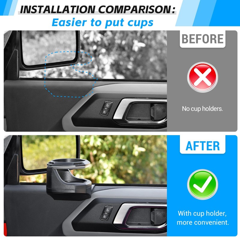 OUSUWO Window Cup Holder Compatible with Ford Bronco 2021-2024 2/4