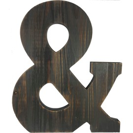 Big Letter Wall Art for Living Room, Bathroom, Bedroom, and Home Decor, Rustic Farmhouse Lettering for Family Last Names, Large Decorative Wood, 10" x 14" (Big &)