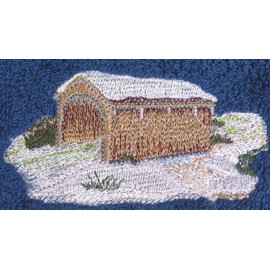 Big Black Horse LLC Bath Towel Set with Embroidered Snow Covered Bridge - Blue