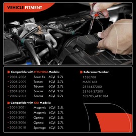 A-Premium Mass Air Flow Sensor Meter MAF Compatible with Hyundai Sonata 2001-2005, Santa Fe 2001-2006, Tucson 2005-2009, Tiburon 2003-2008 & Kia Optima2001-2006, [6Cyl 2.5L 2.7L], Replace# 28164-37200
