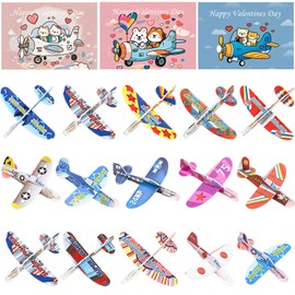 UGINU 28 PCS Valentine's Day Greeting Cards with Foam Airplanes, Classroom Exchange Party Favors, School Gift Exchange Prizes, Valentines Day Gifts for Classroom