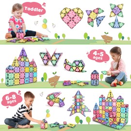 BBMVP Magnetic Building Tiles 68 PCS Magnets Stacking Kids Toys STEM Sensory Games Educational Construction Toys Christmas Toy Gift for Boys and Girls 3 4 5 6 7 8 9+Year Old