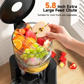 Cold Press Juicer Machines, Airpher 400W Juicer Machines with 5.8" Wide Feed Chute, Slow Masticating Juicer For Whole Vegetables & Fruits with High Juice Yield, Easy to Clean Gray