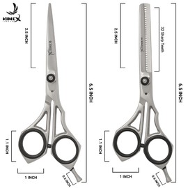KIMEX LONDON Hairdressing Barber Hair Scissor set for Professional Hairdressers Barbers- Stainless Steel Hair Cutting Shears- Complete set of Scissor+ Thinning Scissor Razor+ Hair Combs+ Leather Cover