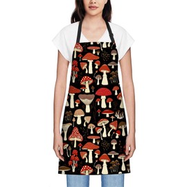 oFloral Mushrooms and Field Plants Apron Unisex Adjustable Bib Apron Cooking Kitchen Chef Women Men Aprons for Home Kitchen, Restaurant,Coffee House,Shop,Garden