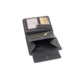 LEAS Men's Wallet Natural Portrait Format with Gift Box Genuine Leather Vintage Collection 13 x 10 x 3 cm (W x H x D), black, Vintage Style