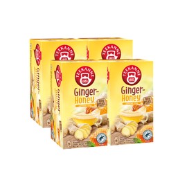 Teekanne Ginger Honey Tea Caffeine Free Naturally Flavored Sweety Honey & Spicy Ginger Herbal Tea with 20 Individually Wrapped Tea Bags Per Box Soothing Delicious Herbal Tea Pack of 4