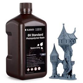 ELEGOO Upgraded 8K Standard Photopolymer 3D Printer Resin, 405nm UV-Curing Resina for 8K/12K/14K/16K Saturn LCD MSLA DLP Impresora Space Grey 2000g