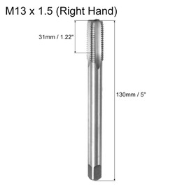 QUARKZMAN Metric Tap M13 x 1.5 H2 130mm Extra Long Straight Flute Threading Tool for Threading and Repairing