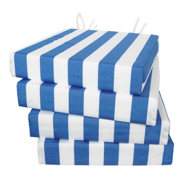 OUMEITT Patio seat Cushions Outdoor seat Cushions Set of 4 Waterproof & Fade Resistant Blue and White 18"x18" Outdoor Chair Cushions with Non-Slip Ties