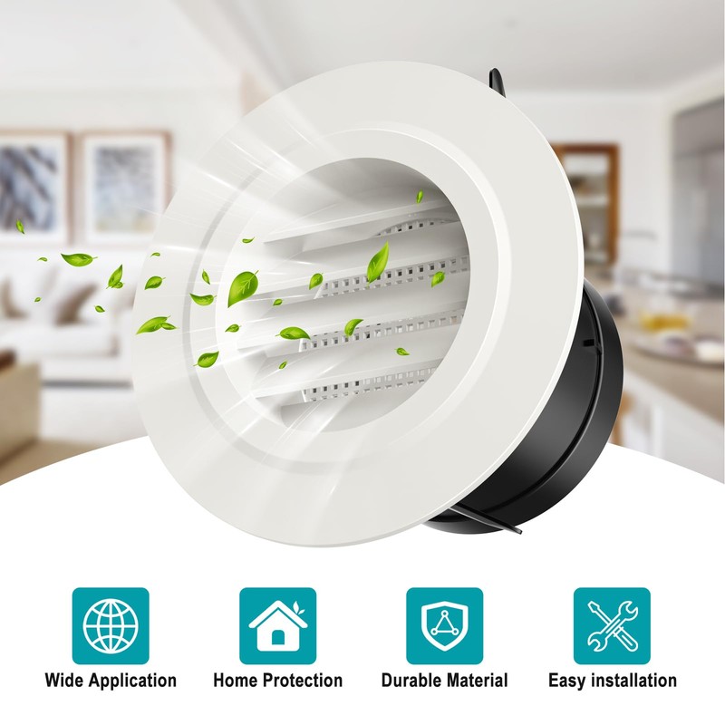 HG Power 3 Inch Soffit Vents, ABS Plastic Air Duct