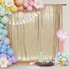 Eternal Beauty Light Gold Sequin Backdrop 152x213cm, Glitter Photography Background Sparkly Curtain for Birthday Decorations Weddding Anniversary Engagement (5x7 feet)…