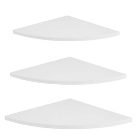 Floating Corner Shelf Wall-Mounted Storage Rack,3-Tier Storage Shelf Organizer Corner for Bathroom, Bedroom, Living Room, Kitchen, Office and More (Wood Corner Brace Brackets-White)