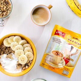 FITNE Instant 3 in 1 Coffee Packets Mix with L-Carnitine for Workout Exercise Vitamin B1 B2 B6 Smooth Blend No Sugar Sucralose Sweetener, 10 Sachets