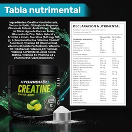 Creatina Sabor Lima Limón + Magnesio 300g, Hydramatrix, Fuerza, Recuperación y Rendimiento Deportivo, Suplemento para Gym y Fitness (Lima Limón)