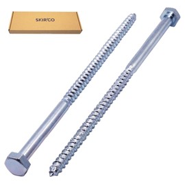 SKIR'CO (6 pcs) DIN 571 Zinc Plated Steel Hexagon Head Wood Screws M10 x 260 mm, Coach Screws, Hex Screw, Lag Bolts