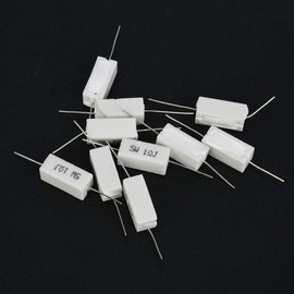 Pack of 10 5 Watt Cement Resistor 5% Metal Oxide Film Body Power Resistance Ceramic Cement Shockproof Explosion-proof for Circuit Boards 6 Types 1R02R 2.2R 3R 5R 10R (1R), #-01