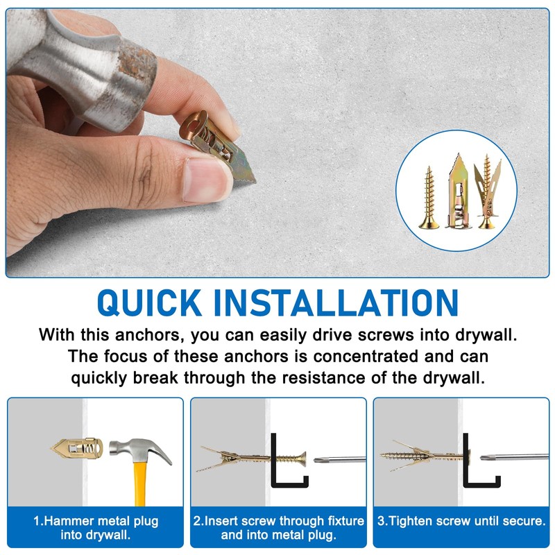 Vmuter 180 Pcs Self-Drilling Drywall Anchors with Screws Kit, Zinc