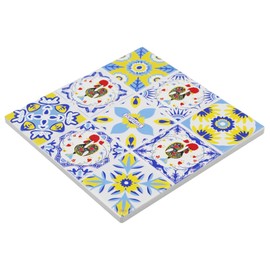 Tile Azulejo and Rooster Design Ceramic Trivet with Cork Backing