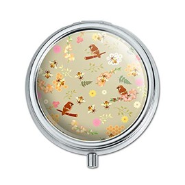 The Birds and The Bees Pattern Pill Case Trinket Gift Box
