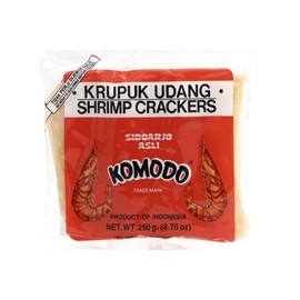 Komodo Krupuk Udang (Shrimp Crackers Large Disks Not Yet Fried) - Komodo Kroepoek Ongebakken Grote Schijven 8 Oz -227gm (Pack of 1)