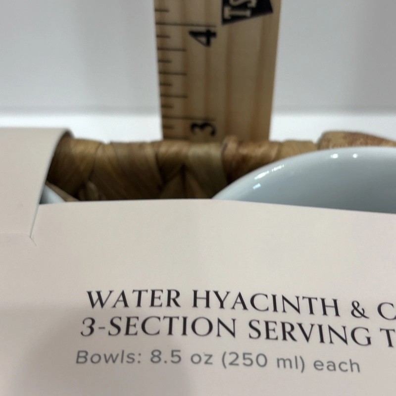 SOHO LOFT Serving Tray Cups 3 Compartment Woven Water Hyacinth