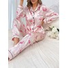 WDIRARA Women's 2 Piece Satin Sleepwear Flamingo Animal Print Button