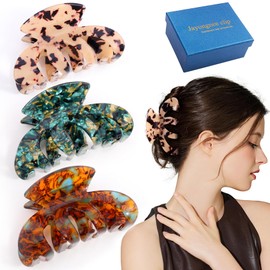 Jayongnee Large Octopus Claw Clips for Thick Long Hair - Non-Slip Strong Hold Acetate Hair Clips 3 Pack (claw clip-C)