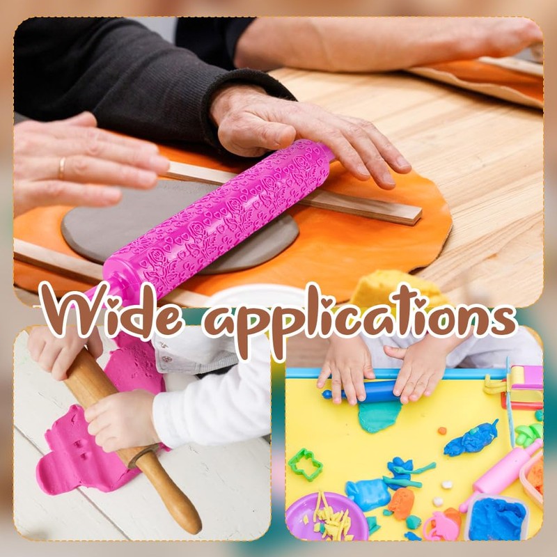 UNICRAFTALE 4 Pieces 4 Colours Plastic Clay Roller Modelling Pattern