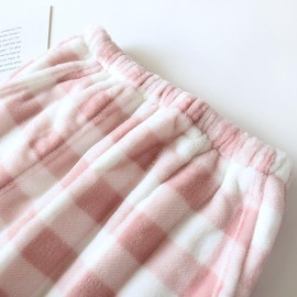 codcm Womens Plaid Fluffy Pajama Pants Fuzzy Fleece Cozy Lounge Pants with Pockets Winter Warm Pj Bottoms(Pink Straight,X-Small)
