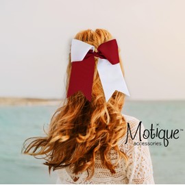 Two-Tone Bow Hair Clip - Burgundy