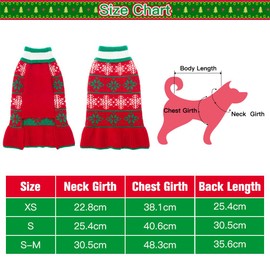 KOOLTAIL Dog Jumper Snowflake Winter Clothes - Christmas Dog Dresses Warm Knit Sweater, Cute Xmas Suit for Small Dogs Puppies