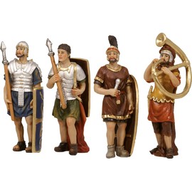 FADEDA 4 x Passion Figures: 4 Soldiers / Height: 5 cm / Hand-Painted / Detailed Nativity Scene Figures - Christmas Table Decoration Nativity Accessories