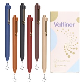 Valtiner 6Pcs Retractable Gel Black Ink Pens, 0.5 mm Fine Point, Aesthetic Gel Pen with Eraser, Smooth Writing, Quick Dry, Journaling Note Taking School (Vintage)