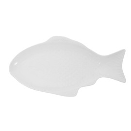 DOITOOL Fish Plate White Ceramic Serving Platter Fish Shaped Serving Dish Appetizer Serving Tray Platter Food Tray Party Platter for Fish Sushi Fruit Cheese (13"L x 7.3"W)