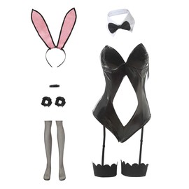 CR ROLECOS Womens Bunny Costume Mai Sakurajima Bunny Suit Bunny Ears Bodysuit (X-Large, black2)