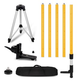 12 Ft./3.7 M Professional Lasers Level Pole with Tripod, Adjustable Telescoping Lasers Pole for Level Tool, Multi-function Fine-tuning Bracket with 1/4” Thread & 5/8”Thread Adapter, Carry Bag Included