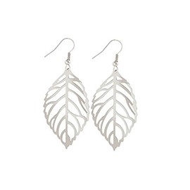 ODETOJOY Hot European Trendy Earrings Simple Fashion Silver Plated Leaf Earing Bohemia Hollow Dangle Leaves Drop Earrings Gold