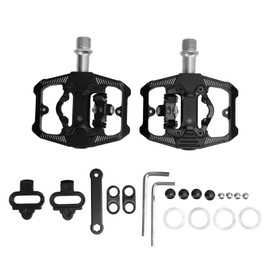 Dual Function Bicycle Pedal Flat Clipless Cleats 3 Sealed Bearings MTB Bike Pedal for SPDBlack